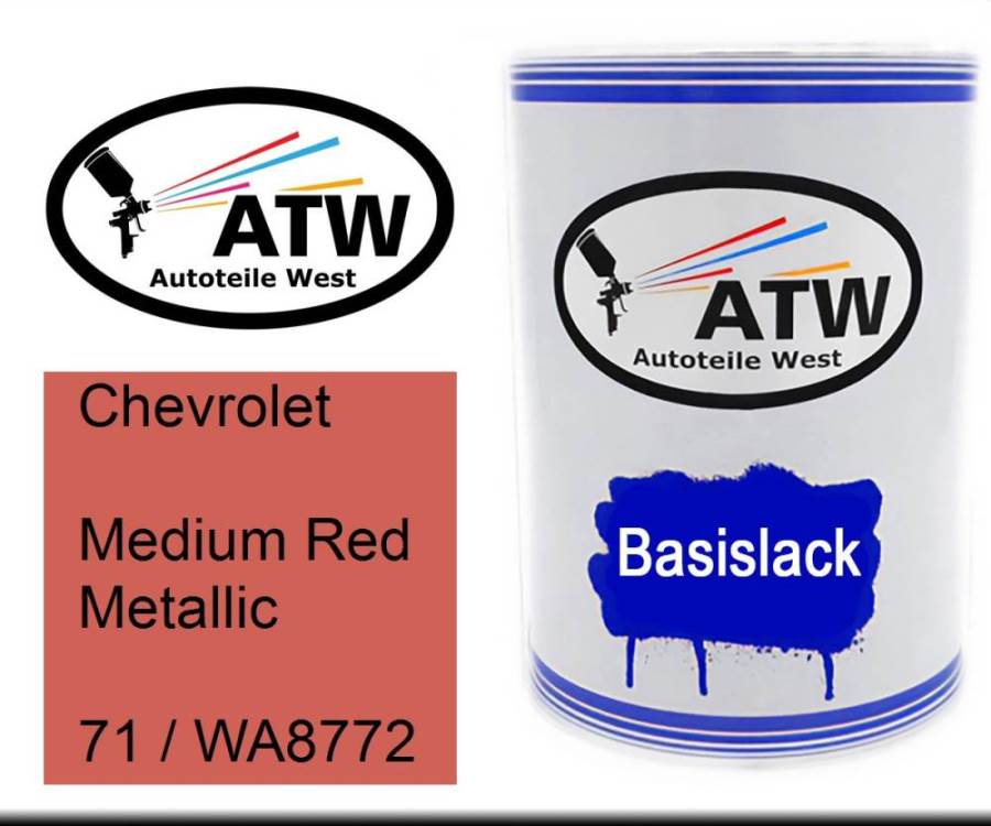 Chevrolet, Medium Red Metallic, 71 / WA8772: 500ml Lackdose, von ATW Autoteile West.